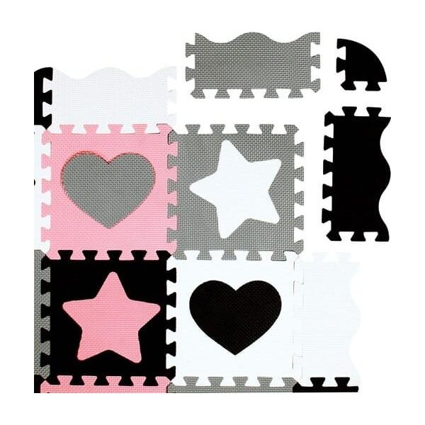 NILS Fun MD03 MATA DZIECIĘCA PUZZLE KOJEC PINK HEARTS 36 ELEMENTÓW 140x140CM NILS FUN