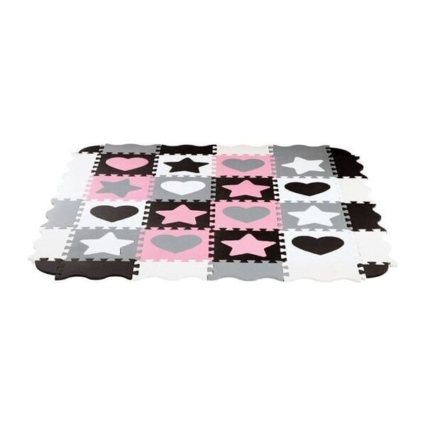 NILS Fun MD03 MATA DZIECIĘCA PUZZLE KOJEC PINK HEARTS 36 ELEMENTÓW 140x140CM NILS FUN