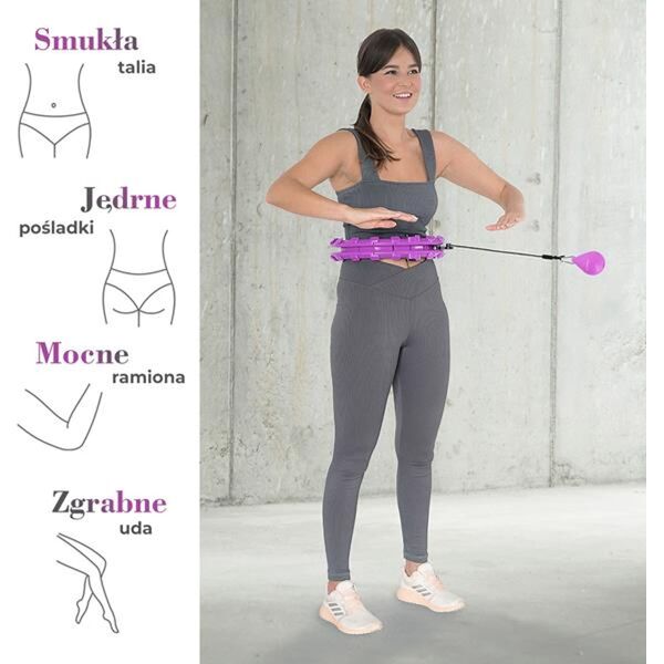 HMS ZESTAW HULA HOP HHW12 VIOLET Z WYPUSTKAMI I OBCIĄŻNIKIEM HMS + PAS BR163 BLACK PLUS SIZE