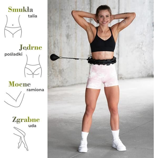 HMS ZESTAW HULA HOP HHW12 BLACK Z WYPUSTKAMI I OBCIĄŻNIKIEM HMS + PAS BR163 BLACK PLUS SIZE