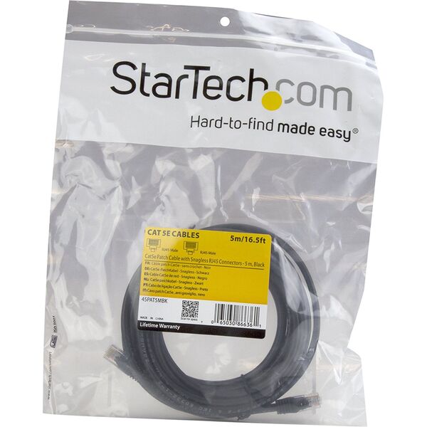 StarTech RJ-45/RJ-45 kat.5e U/UTP Czarny 5m (45PAT5MBK)