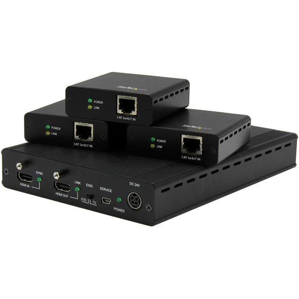 System przekazu sygnału AV StarTech Zestaw Extender, 3 porty, Cat5, HDMI (ST124HDBT)