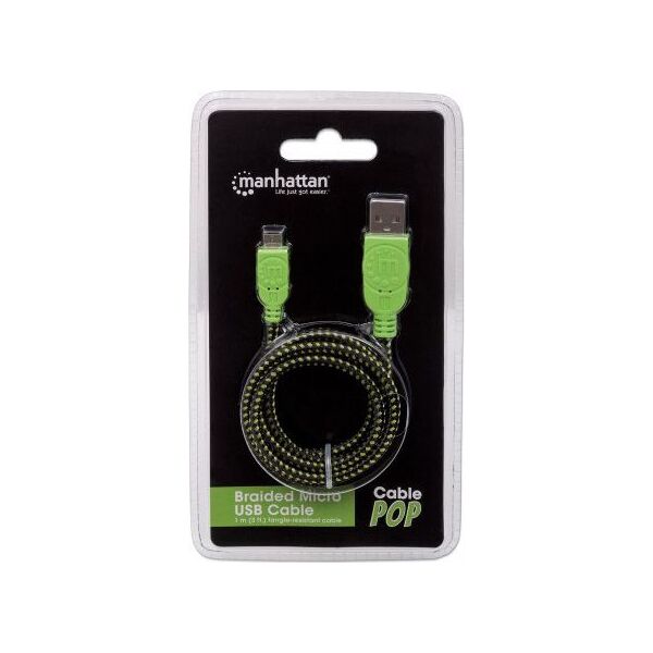 Kabel USB Manhattan USB-A - 1 m Czarny Zielony (394062)