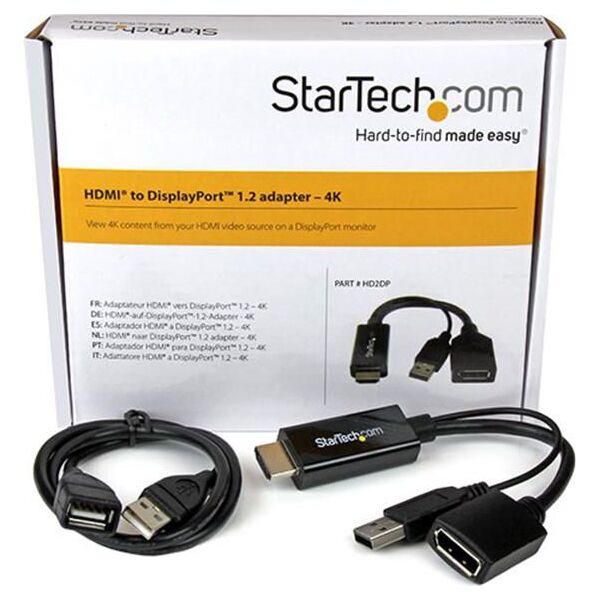 Adapter AV StarTech HDMI - DisplayPort + USB-A czarny (HD2DP)