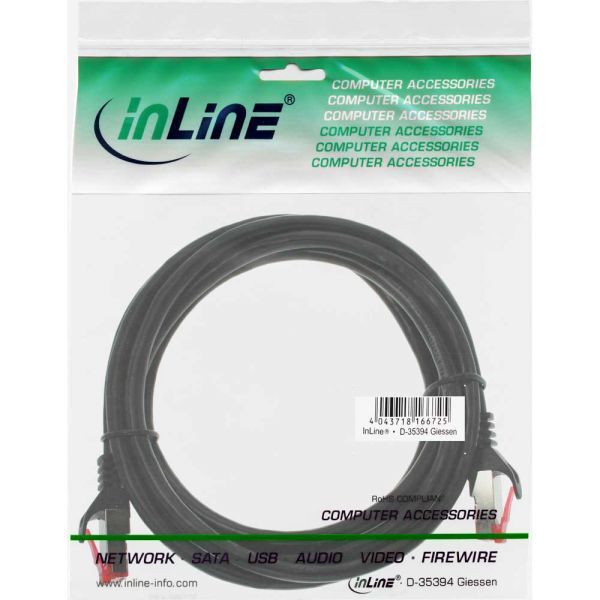 InLine Patchcord S/FTP, PiMF, Cat.6, 250MHz, PVC, CCA, czarny 0.3m (76133S)
