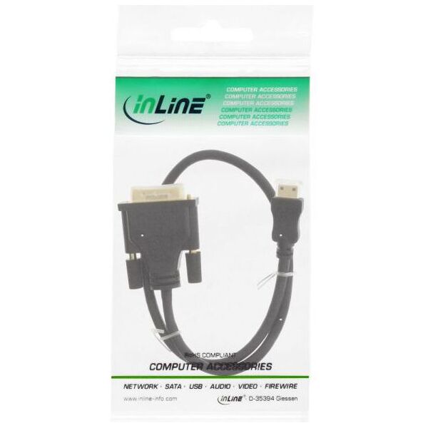 Kabel InLine HDMI Mini - DVI-D 0.5m czarny (17474P)