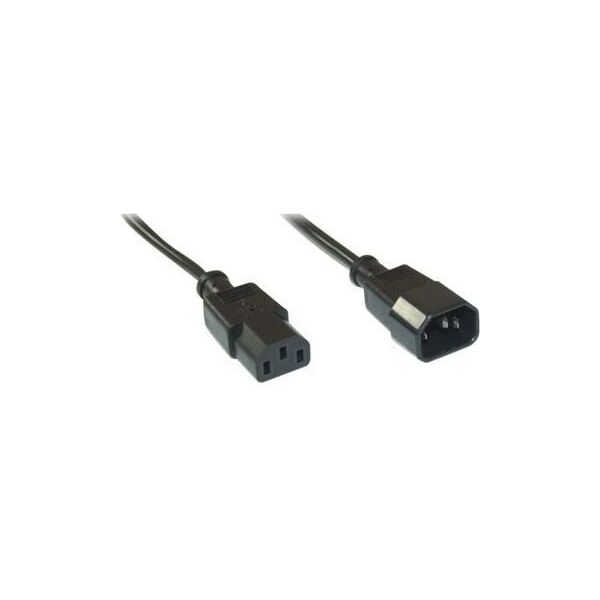 Kabel zasilający InLine 3pin IEC M/F, Czarny 2m (16632A)