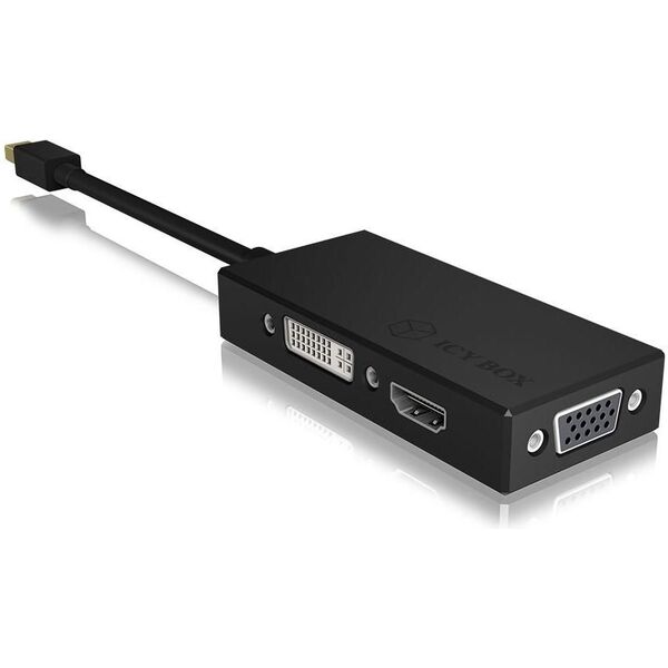 Adapter AV Icy Box DisplayPort Mini - HDMI - D-Sub (VGA) - DVI-I czarny (IB-AC1032)