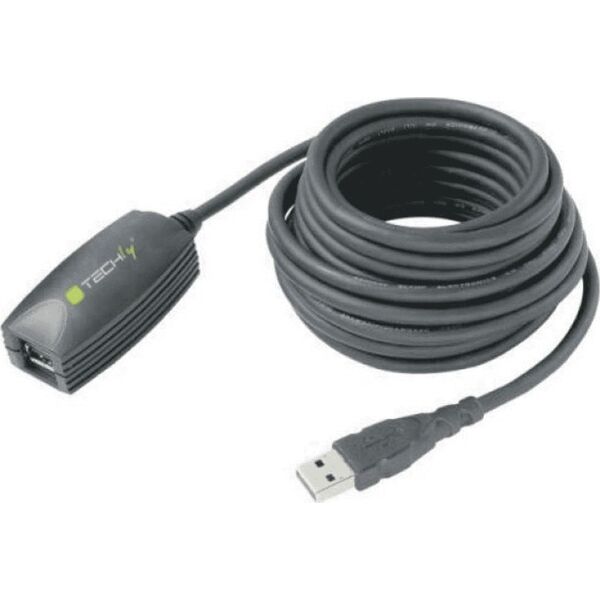 Kabel USB Techly USB-A - USB-A 5 m Czarny (ICUR3050)
