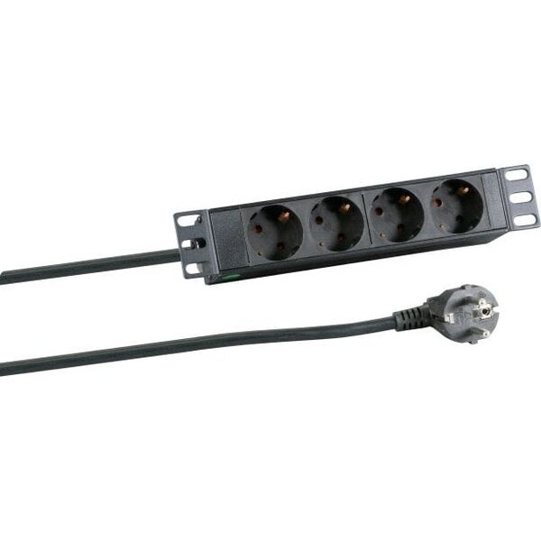 EFB EFB 10" 1HE Steckdosenleiste 4xCEE 7/3 ohne Schalter,Alu,sw