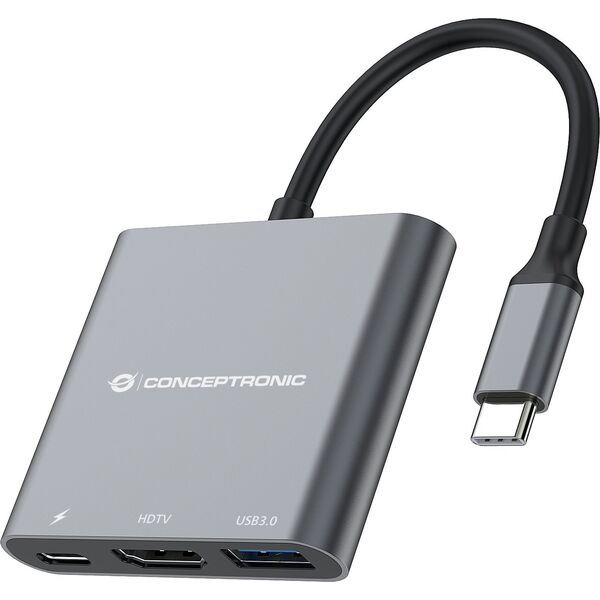 Adapter USB Conceptronic CONCEPTRONIC Adapter USB-C -> HDMI,2xUSB3.0,PD,SD   0.15m