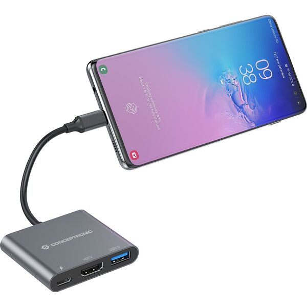 Adapter USB Conceptronic CONCEPTRONIC Adapter USB-C -> HDMI,2xUSB3.0,PD,SD   0.15m