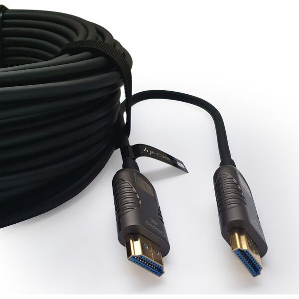 Kabel Techly TECHLY HDMI 4K 60Hz AOC LWL Kabel 2xHDMI Stecker 19polig Laenge 20m Hohe Bestaendigkeit bei EMI und RFI