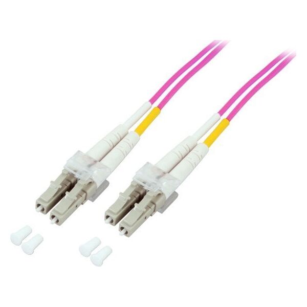 EFB EFB LWL Kabel Duplex Jumper LC-LC 50/125 OM4 25 Meter LSZH Halogenfrei erika violett 2.0mm geprueft mit Messprotokoll