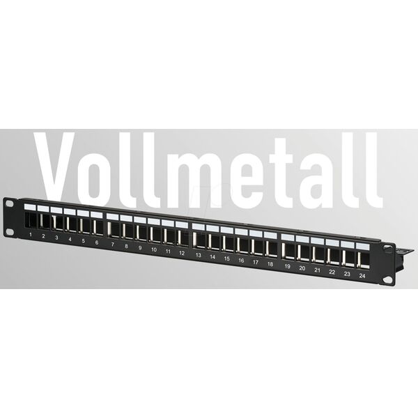 EFB EFB Verteilerfeld Patchpanel 48,26cm 19Zoll 1HE 24-Port schwarz ohne Keystone