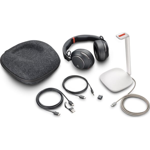 Słuchawki Poly Poly Voyager Surround 85 - Voyager Surround 80 series - Headset - ohrumschliessend - Bluetooth - kabellos - aktive Rauschunterdruckung - Adapter USB-C via Bluetooth - Schwarz - UC-zertifiziert