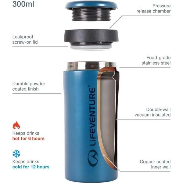 Lifeventure Thermal Mug, Metallic Cobalt