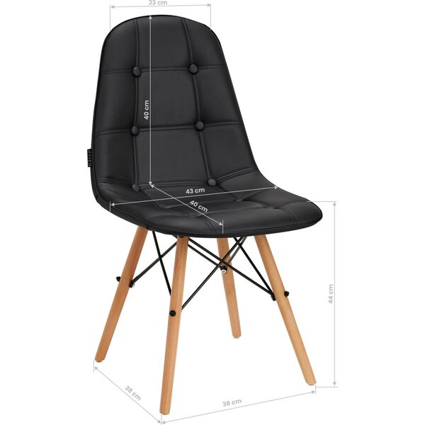 Activeshop 4Rico Krzesło skandynawskie QS-185 eco skóra czarne