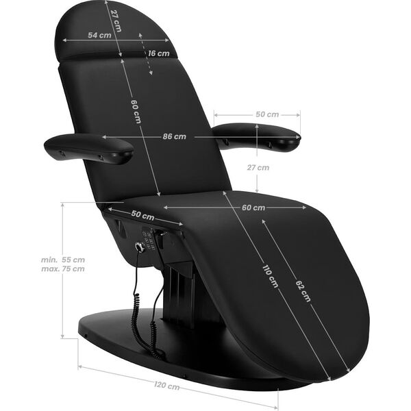 Activeshop Fotel kosmetyczny elektr. 2240 Eclipse 3 siln. czarny