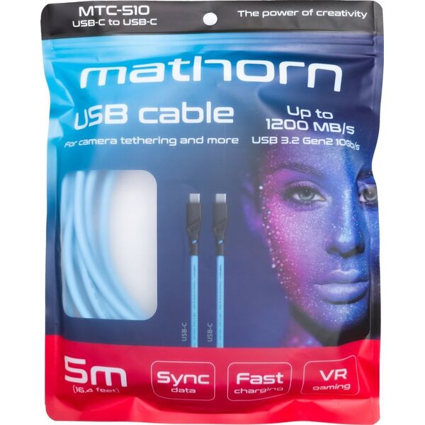Kabel USB C2G Kabel fotograficzny Mathorn MTC-510 5m 10Gbps 60W USB C-C ArcticBlue