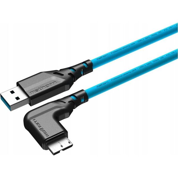 Kabel USB Ednet Kabel fotograficzny Mathorn MTC-521 5m 10Gbps USB A - MicroB 90° ArcticBlue