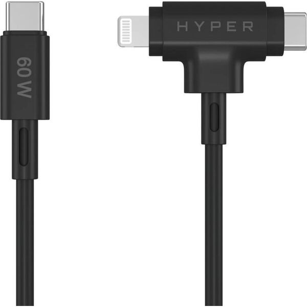 Καλώδιο USB Targus HyperJuice Silicone USB-C σε USB-C Lightning Hybrid 60W Μαύρο