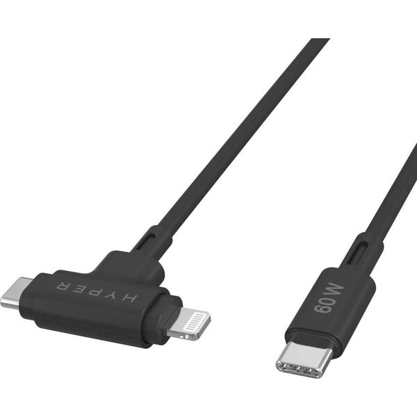 Καλώδιο USB Targus HyperJuice Silicone USB-C σε USB-C Lightning Hybrid 60W Μαύρο