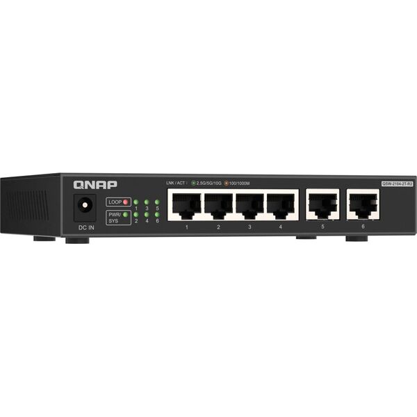 QSW-2104-2T-R2 | Kompaktowy niezarządzany przełącznik 6 portowy, 4x 2,5GbE 2x 10GbE Base-T