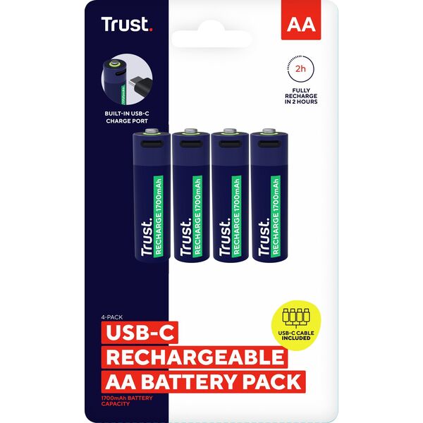 Baterie AA Trust USB-C RECHARGEABLE BATTERIES 4P