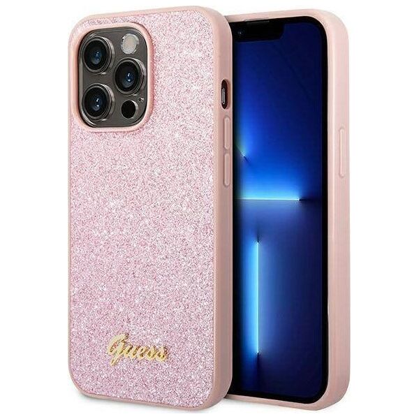 Guess Etui Guess GUHCP14LHGGSHP Apple iPhone 14 Pro różowy/pink hard case Glitter Script
