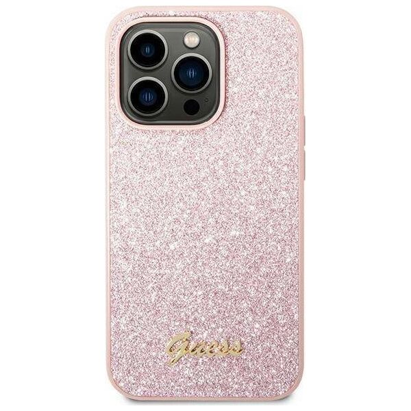 Guess Etui Guess GUHCP14LHGGSHP Apple iPhone 14 Pro różowy/pink hard case Glitter Script