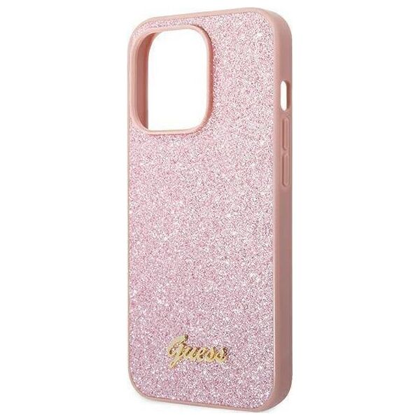 Guess Etui Guess GUHCP14LHGGSHP Apple iPhone 14 Pro różowy/pink hard case Glitter Script
