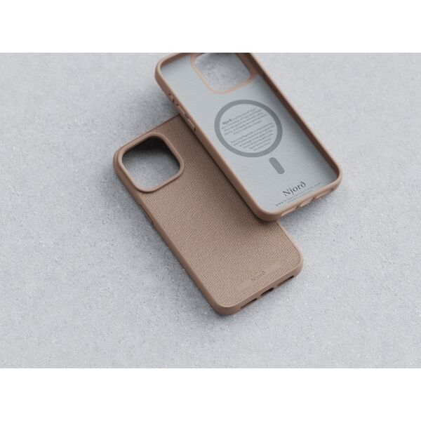 Njord by Elements Etui do iPhone 15 Pro Max MagSafe Tkanina - Różowy piasek