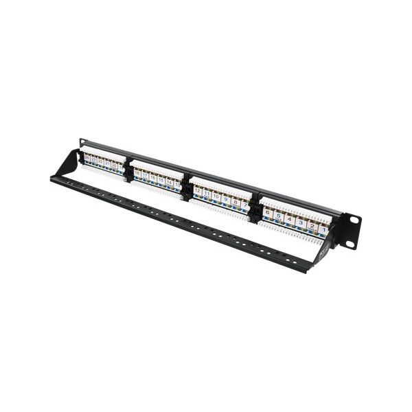 Terminal sieciowy Deltaco DELTACO 19 "komutacinė panelė, 24xRJ45, Cat6, UTP, 1U, 10Gbps, metalinė, juoda / PAN-112