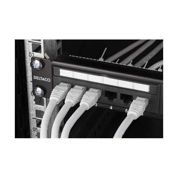 Terminal sieciowy Deltaco DELTACO 19 "komutacinė panelė, 24xRJ45, Cat6, UTP, 1U, 10Gbps, metalinė, juoda / PAN-112