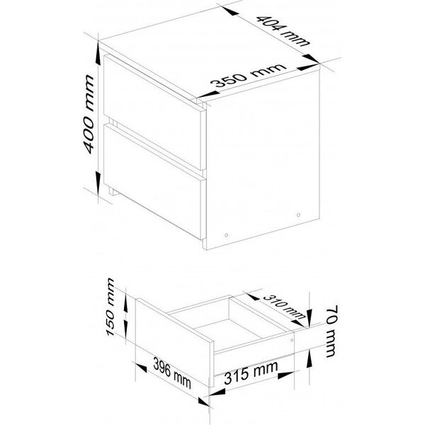 Nore Κομοδίνο NORE CL2 40 cm, λευκό 8450628 5901738164475