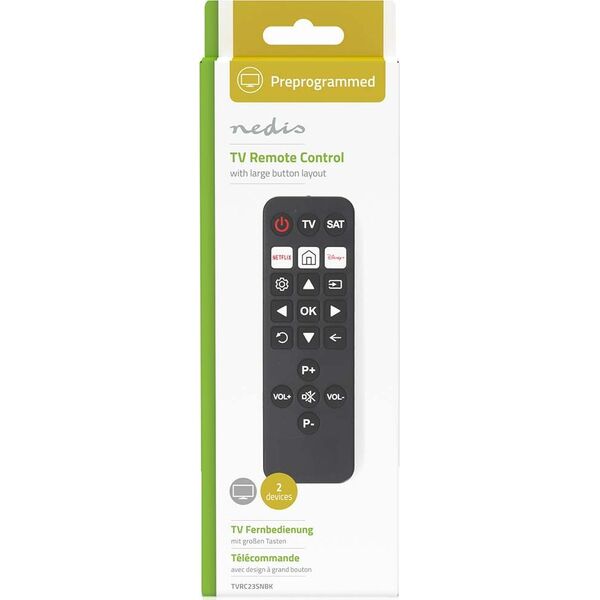 Τηλεχειριστήριο Nedis Nedis TVRC23SNBK τηλεχειριστήριο Υπέρυθρη τηλεόραση Πατήστε τα κουμπιά 13840878 5412810000000