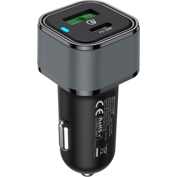 Φορτιστής Nevox nevox 30W USB-C + USB QC 3.0 48W KFZ-Ladegerät μαύρο