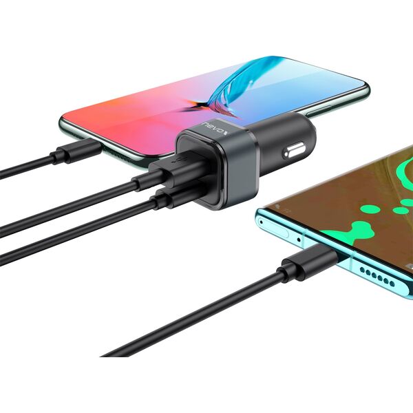 Φορτιστής Nevox nevox 30W USB-C + USB QC 3.0 48W KFZ-Ladegerät μαύρο