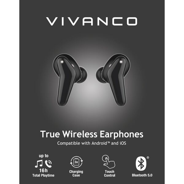 Ασύρματα ακουστικά Vivanco Fresh Pair BT, μαύρο (60605)