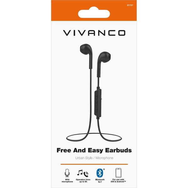 Ακουστικά Vivanco Vivanco ασύρματα ακουστικά Free&Easy Earbuds, μαύρο (61737)