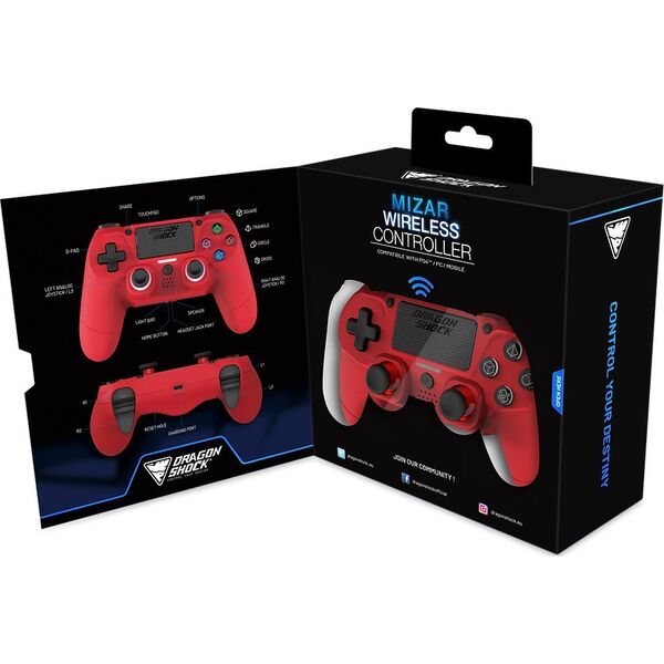 Ασύρματο Χειριστήριο Canyon Dragonshock Mizar κόκκινο PS4