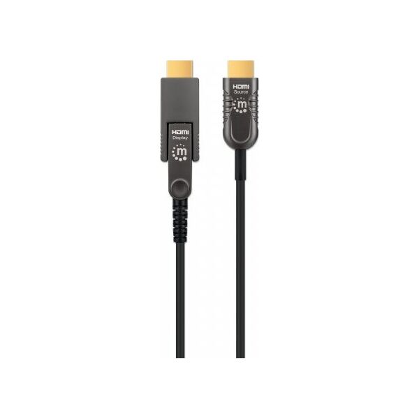 Kabel Manhattan MANHATTAN Aktives HDMI-Glasfaserkabel mit abnehmbarem Stecker 4K60Hz UHD HDMI-Stecker auf Micro-HDMI/HDMI-Stecker 50m HEC ARC