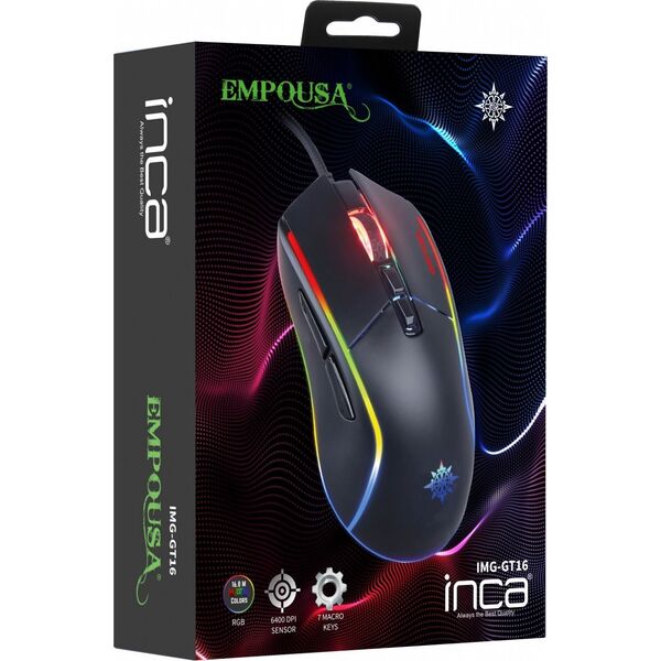 Ποντίκι Inca INCA Gaming Maus IMG-GT16 6400 DPI, RGB, 7 πλήκτρα, USB, SW retail