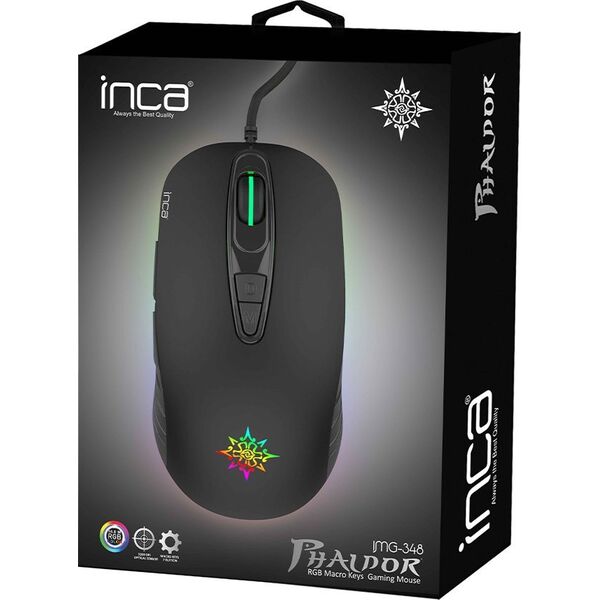 Ποντίκι Inca INCA Gaming Maus IMG-348 3200 DPI, RGB, 7 πλήκτρα, USB, λιανική πώληση SW