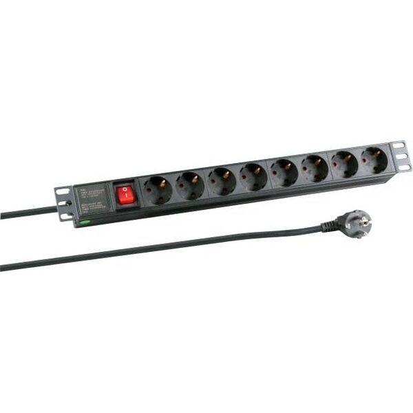 EFB EFB 48,3cm 19Zoll 1HE Steckdosenleiste 8 x CEE 7/3 mit Schalter im Aluprofil grau