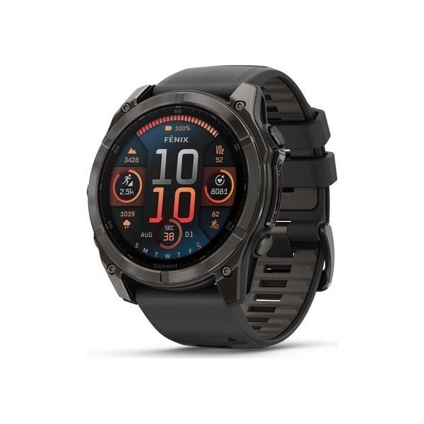 Ρολόι Garmin fēnix® 8 – 51mm AMOLED Sapphire Carbon grey DLC με μαύρο/γκρι σιλικόνης λουράκι