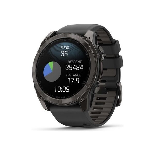 Ρολόι Garmin fēnix® 8 – 51mm AMOLED Sapphire Carbon grey DLC με μαύρο/γκρι σιλικόνης λουράκι
