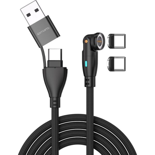 Καλώδιο USB 4smarts 4smarts USB-C/A 540° Μαγνητικό Καλώδιο GravityCord 100W 1,8m μαύρο