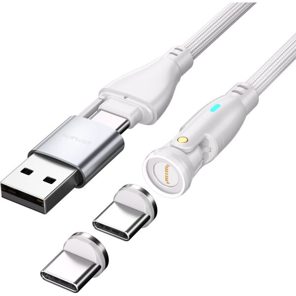 Καλώδιο USB 4smarts 4smarts USB-C/A 540° Μαγνητικό Καλώδιο GravityCord 100W 1,8m λευκό